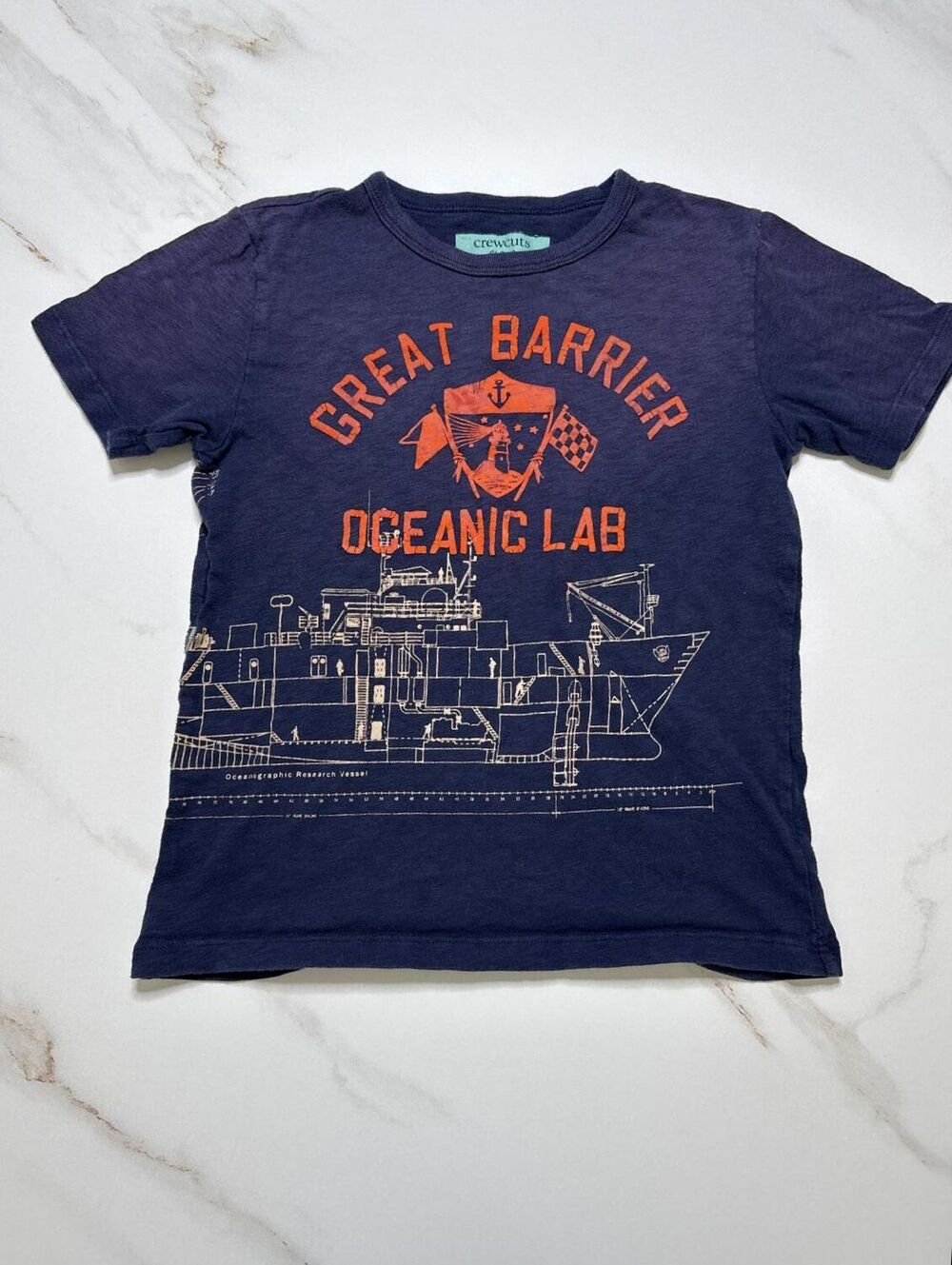 Crewcuts Great Barrier Oceanic Lab Navy T Shirt - Boys 10